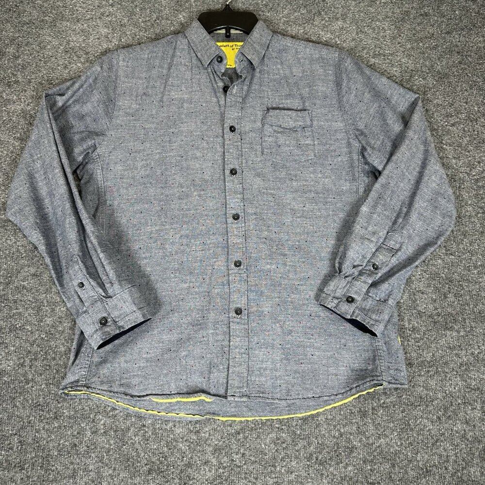 Descendants of Thieves Shirt Mens L Grey Polka‎ Dots Long Sleeve Button Up Adult